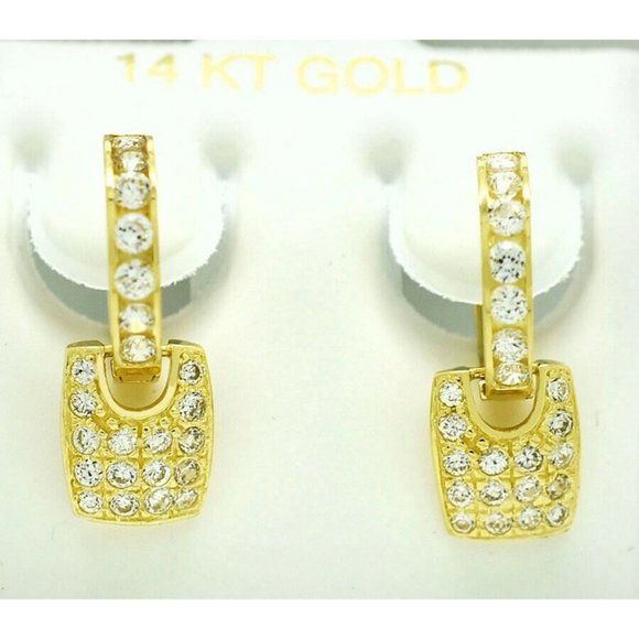 Created 1.96 Cts White Sapphire Huggie Dangling Earrings...
